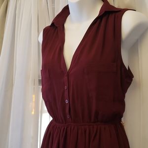 XXI Burgundy Chiffon w/ Satin Slip Lining Dress